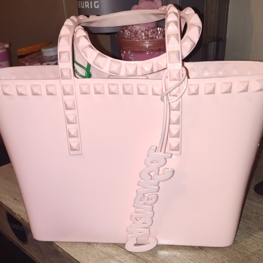 Carman Sol Light Pink Studded Tote